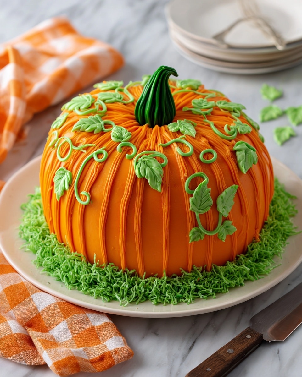Thanksgiving Pumpkin Spice Cake with Frosted Pumpkin and Vines Recipe - Recipe Image
