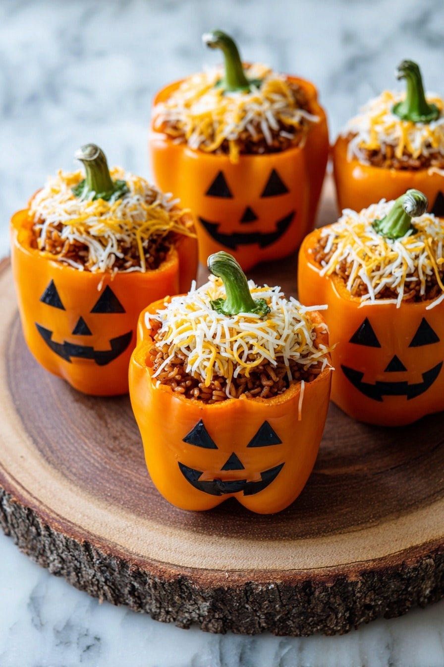 Jack-o-lantern Stuffed Bell Peppers Recipe