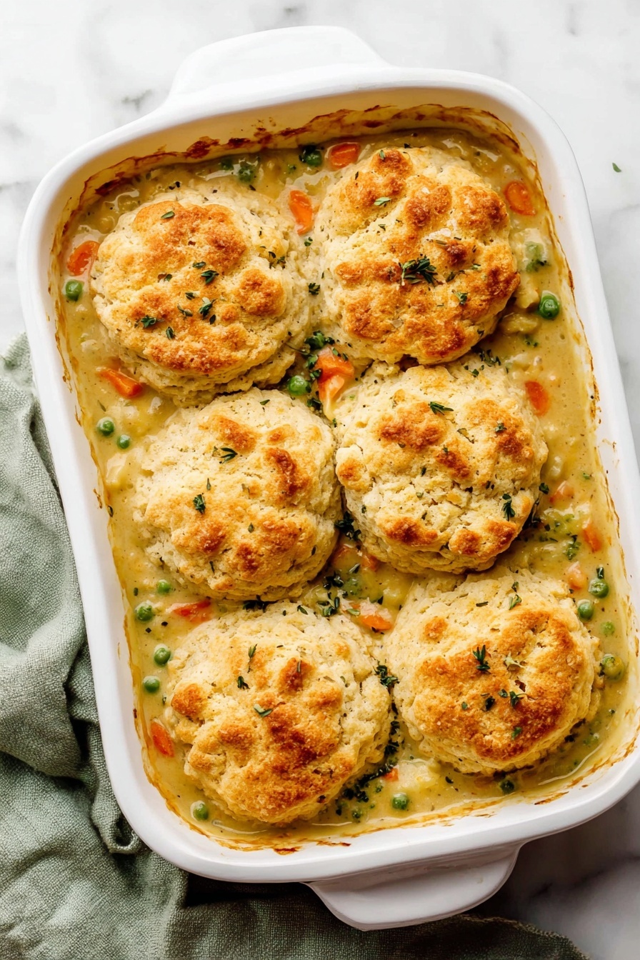 A white ornate bowl holds a creamy chicken pot pie with three visible layers: at the bottom is a thick sauce mixed with vibrant green peas, bright orange carrot slices, and small broccoli pieces, all cooked together in a light beige gravy. On top, there is a golden-brown biscuit layer that looks crispy and slightly uneven in texture, adding a crusty contrast to the soft vegetables beneath. A silver spoon rests inside the bowl, partially covered by the sauce, and the bowl sits on a white marbled surface next to a soft green cloth. photo taken with an iphone --ar 2:3 --v 7 - Biscuit Vegetable Pot Pie Casserole, hearty vegetable pot pie, easy veggie casserole, flaky biscuit topped casserole, comforting vegetable bake