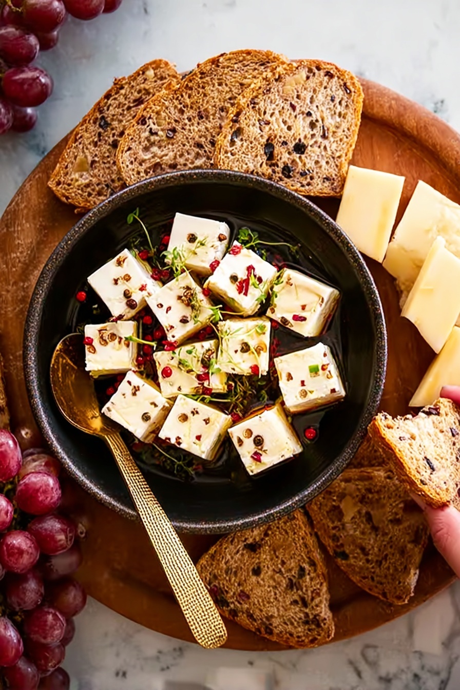 Green Peppercorn-Marinated Feta Recipe - Recipe Step