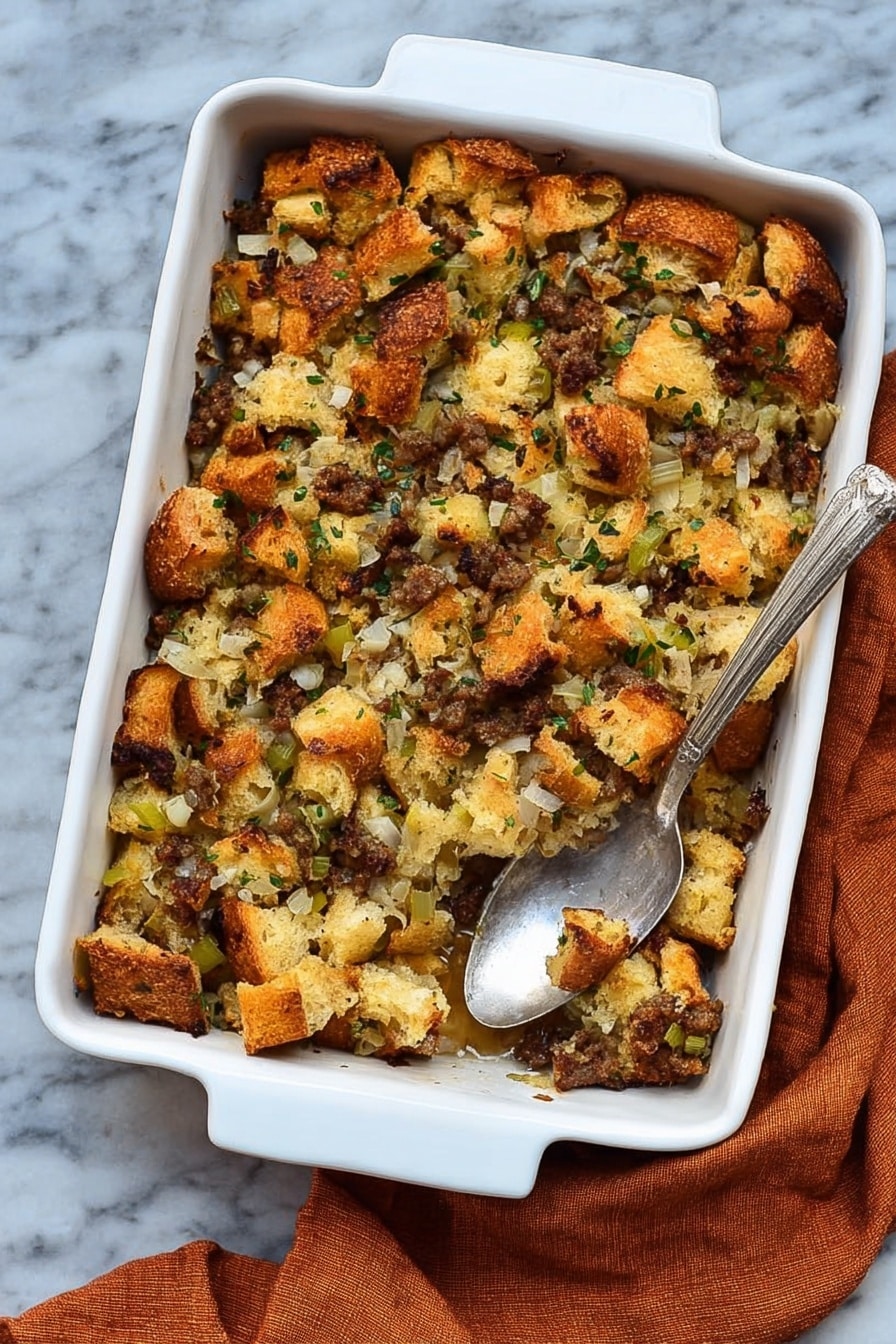 Easy Sausage & Herb Stuffing Recipe - Serving