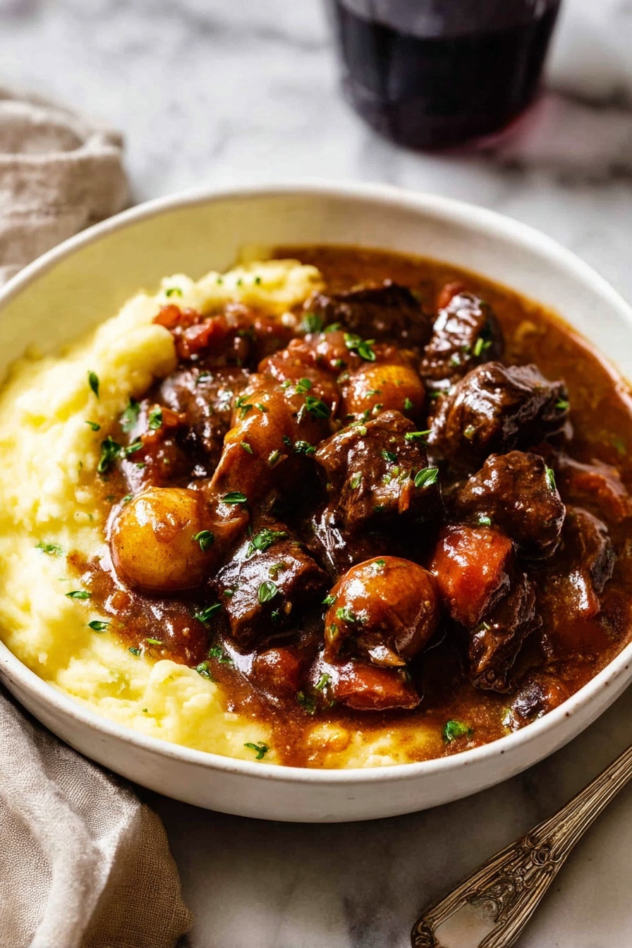 Classic Beef Bourguignon (Beef Burgundy) Recipe - Serving