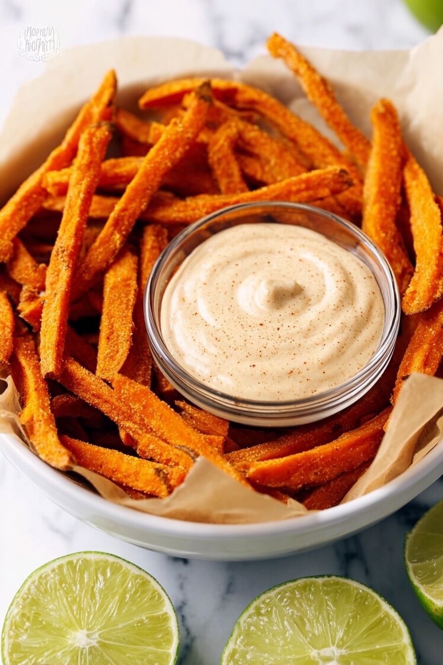 Sweet Potato Fries with Spicy Chipotle Lime Dipping Sauce Recipe - Serving