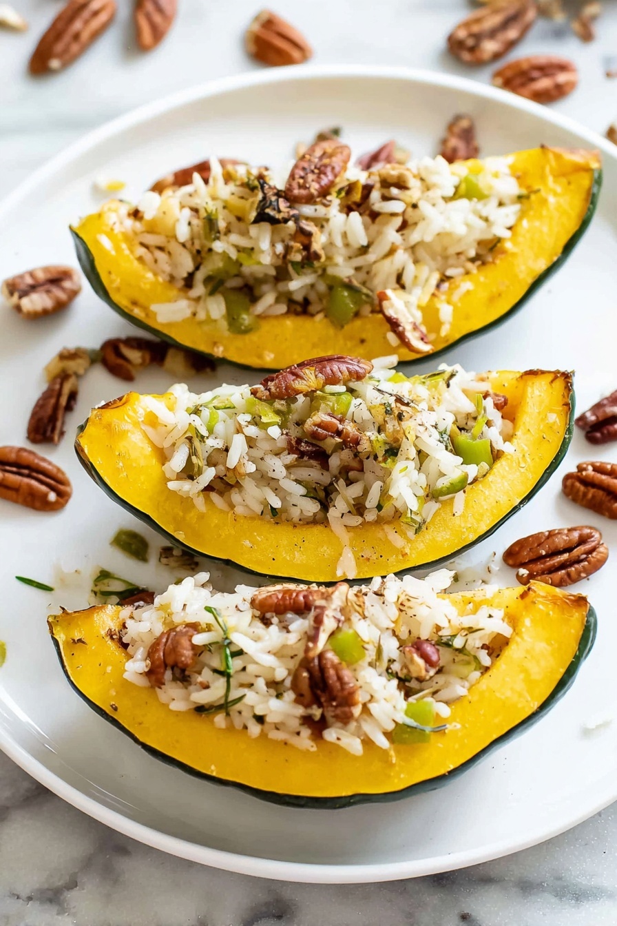 Stuffed Acorn Squash with Pecans, Herbs, and Cheese Recipe - Serving
