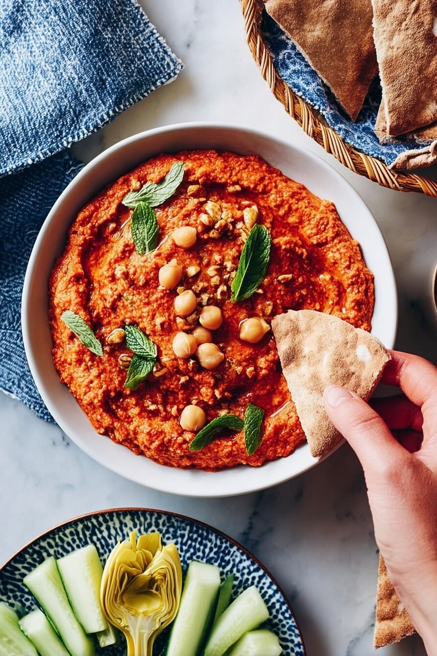 Muhammara: Roasted Red Pepper and Walnut Dip Recipe - Serving