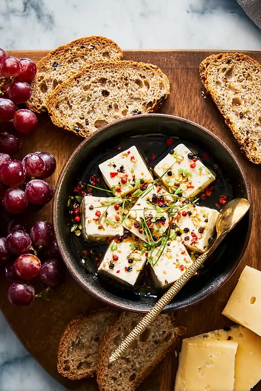 Green Peppercorn-Marinated Feta Recipe - Serving