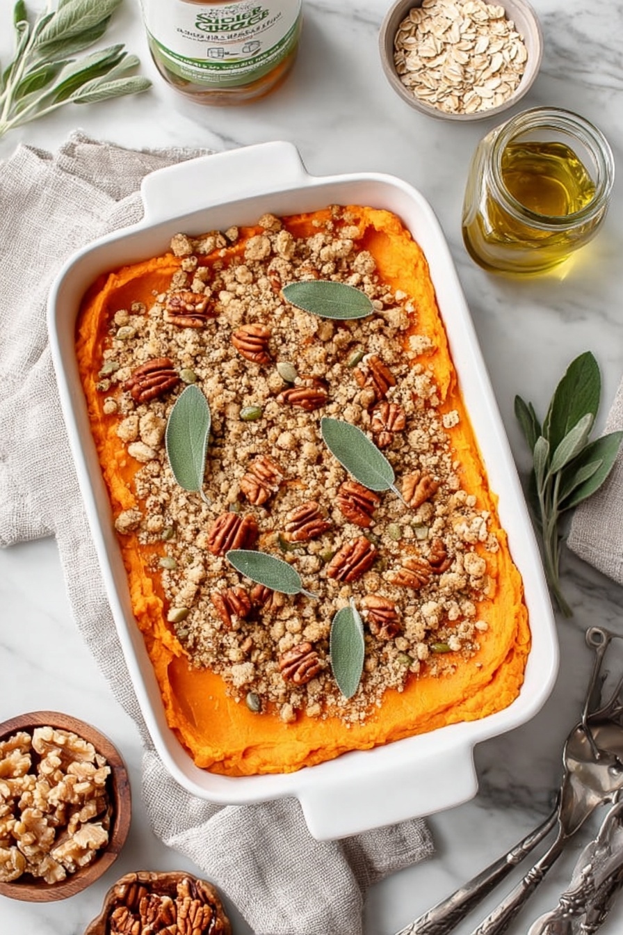 Sweet Potato Casserole with Nut Crumble Recipe - Serving