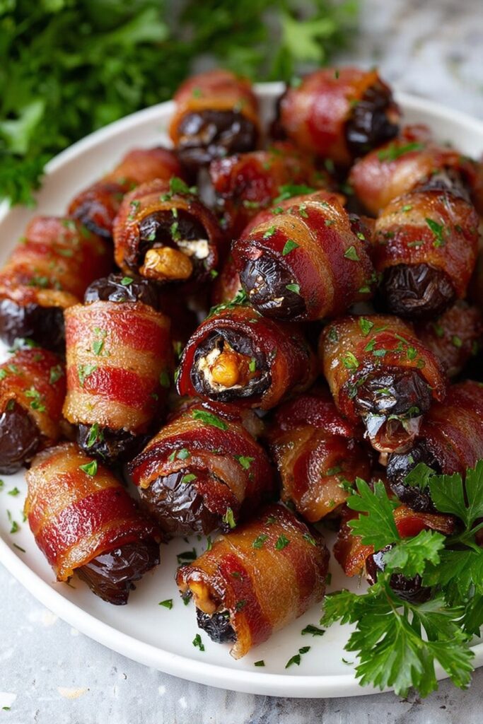 Bacon-Wrapped Dates Stuffed with Goat Cheese and Drizzled with Maple Syrup Recipe