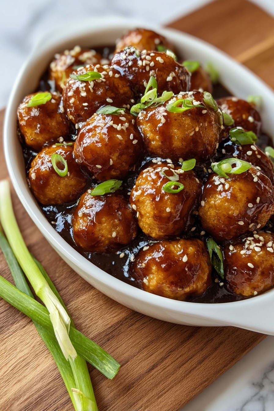 Asian Glazed Turkey Meatballs Recipe - Serving