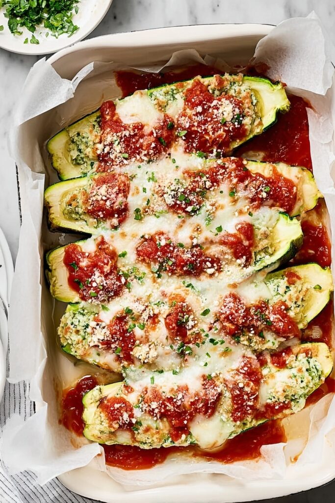 Lasagna Stuffed Zucchini Boats Recipe