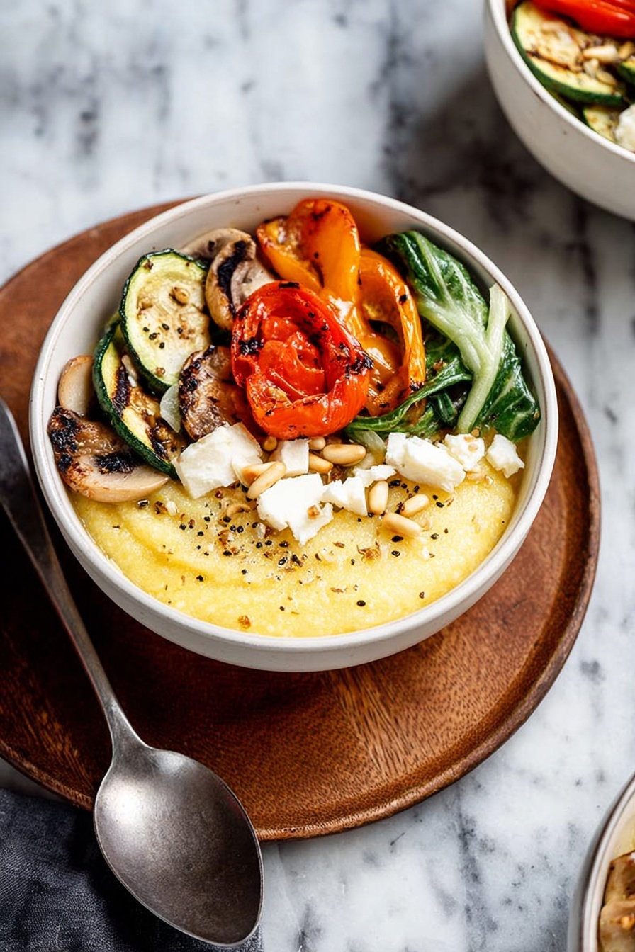 Creamy Goat Cheese Polenta with Ratatouille Recipe - Serving