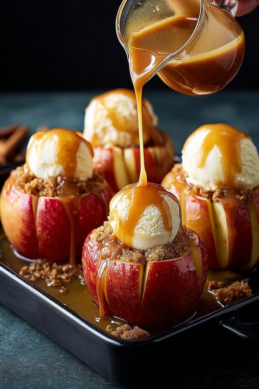 Caramel-Stuffed Bloomin’ Apples Recipe - Serving