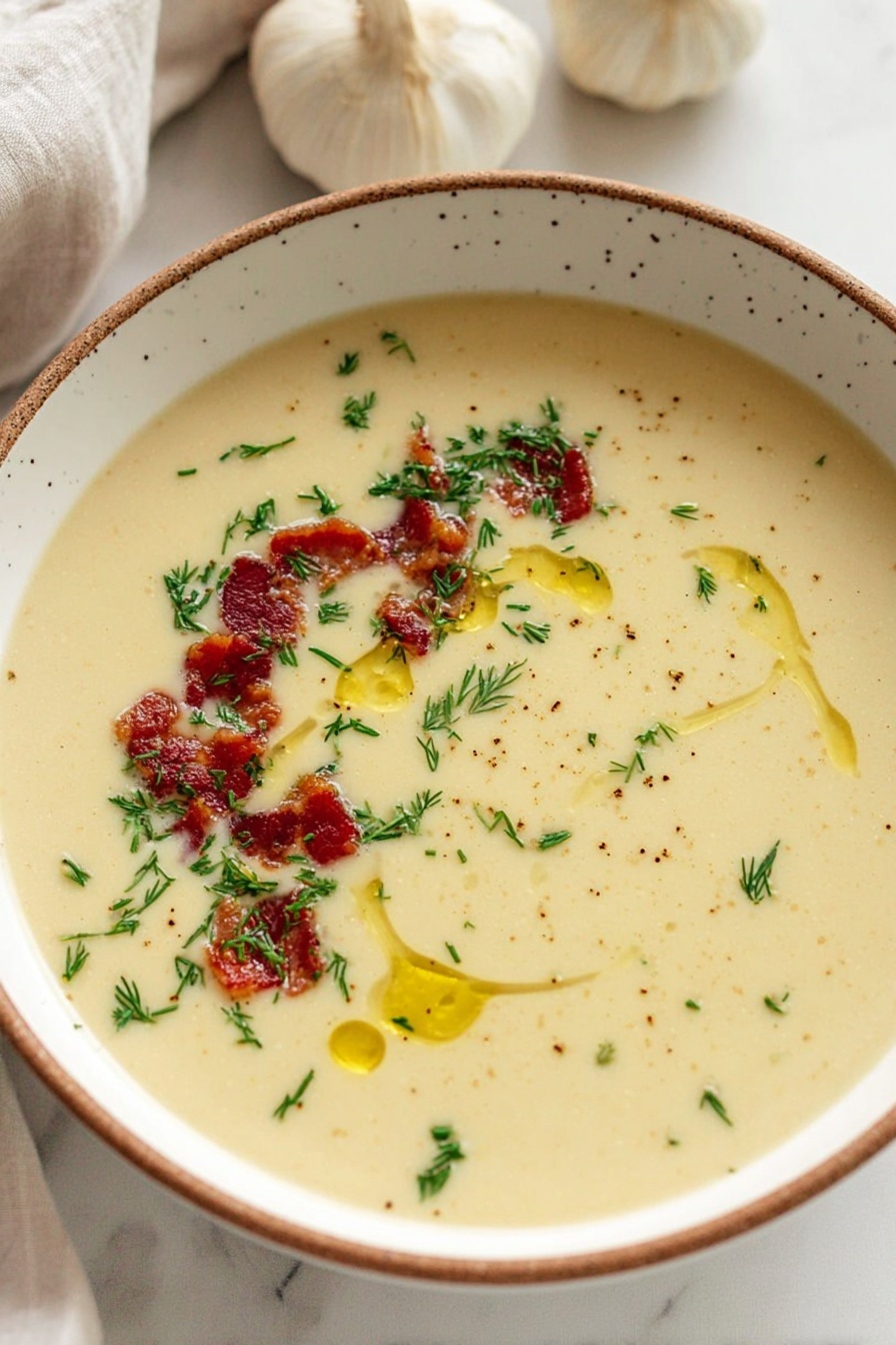 Easy Roasted Garlic Soup Recipe - Serving