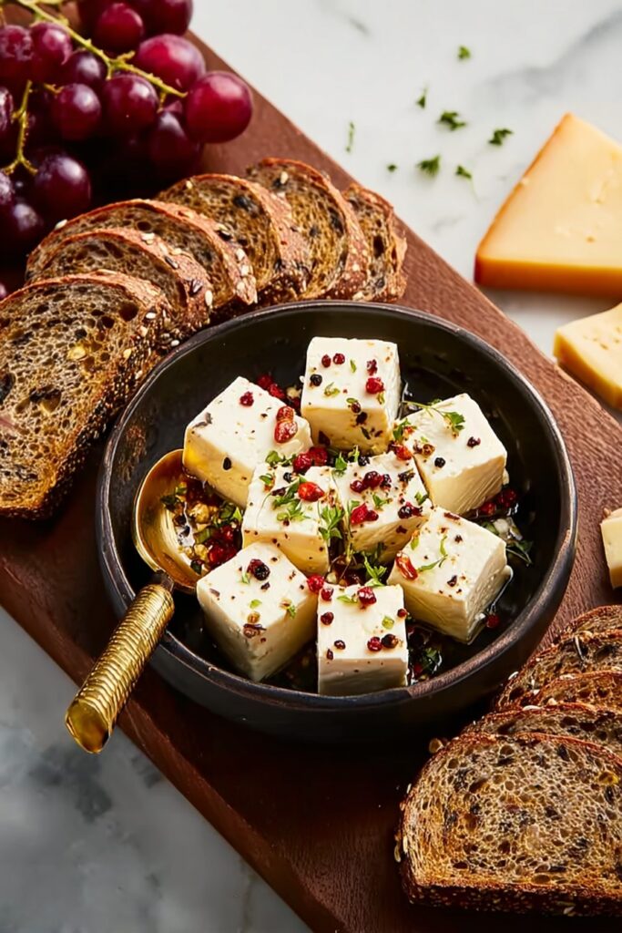 Green Peppercorn-Marinated Feta Recipe