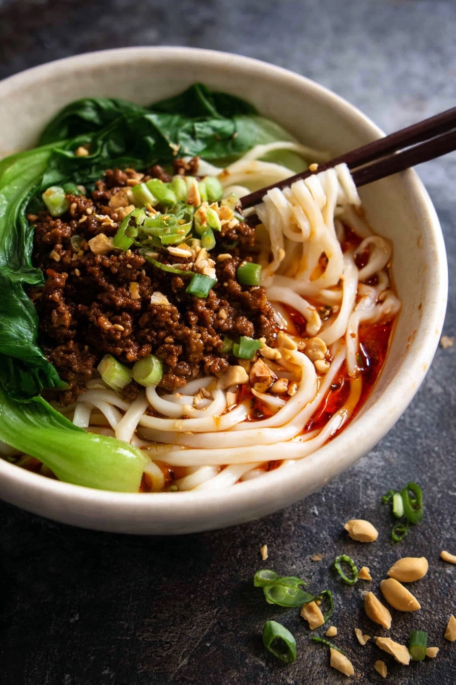 Spicy Dan Dan Noodles with Pork Recipe - Serving