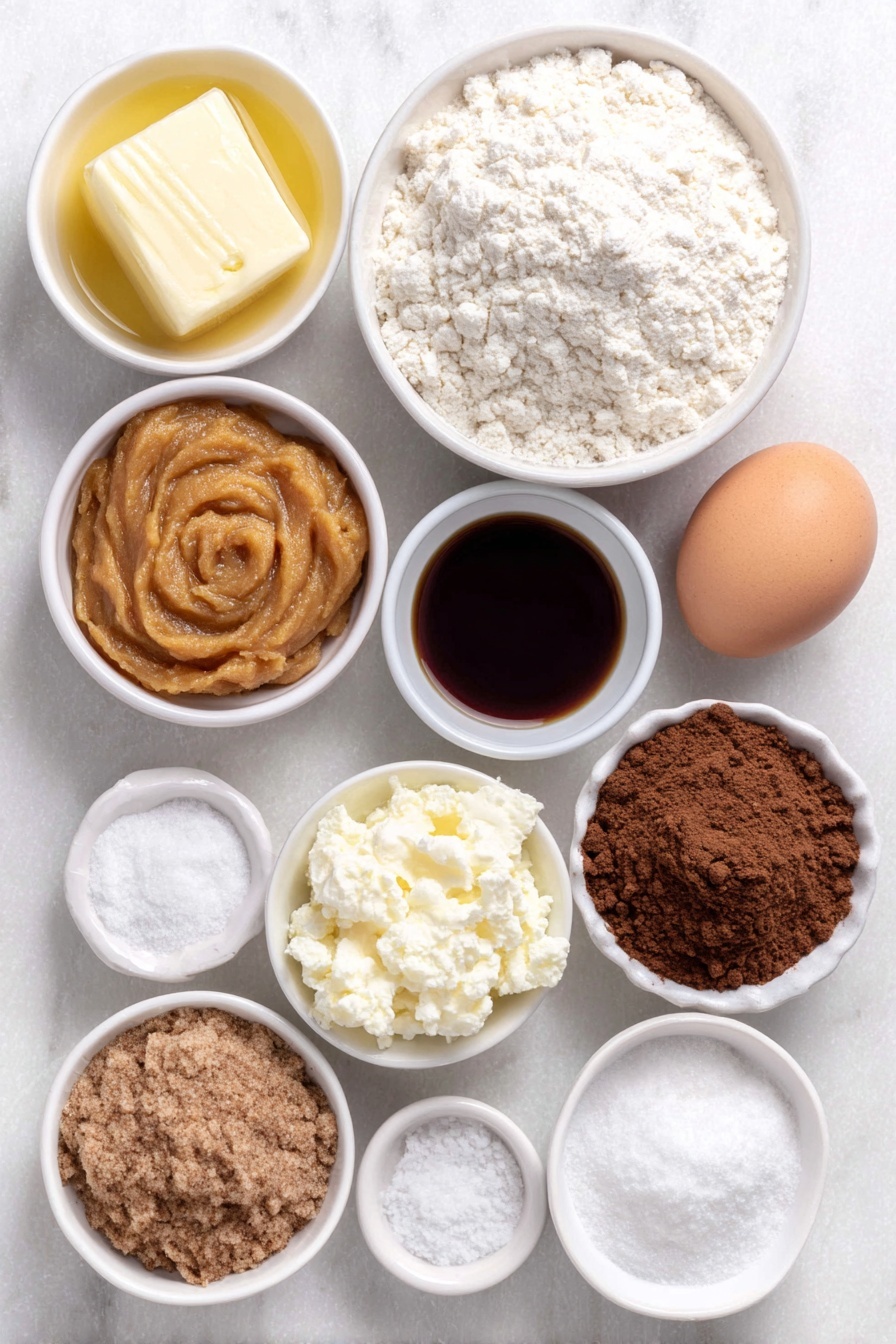 Flat lay of a small white ceramic bowl of melted golden butter, a heap of white granulated sugar, a mound of light brown sugar, a small white bowl filled with smooth orange pumpkin puree, one whole uncracked brown egg, a small white bowl of clear vanilla extract, a simple white ceramic bowl overflowing with pale all-purpose flour, a small white bowl containing warm-hued pumpkin pie spice powder, a small white bowl with white baking soda powder, a tiny white bowl of white cream of tartar powder, a small white bowl of fine white salt crystals, a small white bowl of white granulated sugar, and a small white bowl filled with reddish-brown ground cinnamon arranged with perfect symmetry, placed on a clean white marble surface, soft natural light, photo taken with an iPhone, professional food photography style, fresh ingredients, white ceramic bowls, no bottles, no duplicates, no utensils, no packaging --ar 2:3 --v 7 --p m7354615311229779997 - Pumpkin Snickerdoodle Cookies, fall pumpkin cookies, cinnamon sugar cookies, easy pumpkin cookie recipe, soft pumpkin cookies
