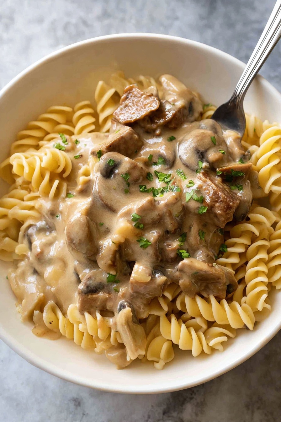 Quick Beef Stroganoff Recipe - Serving