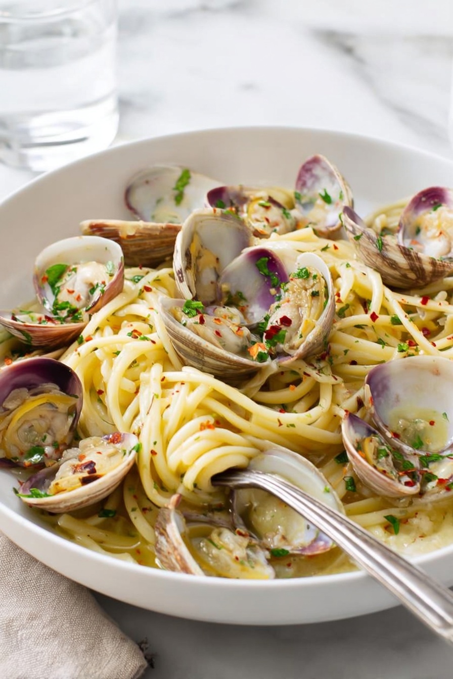 Linguine with Fresh Clams and Lemon Recipe - Serving