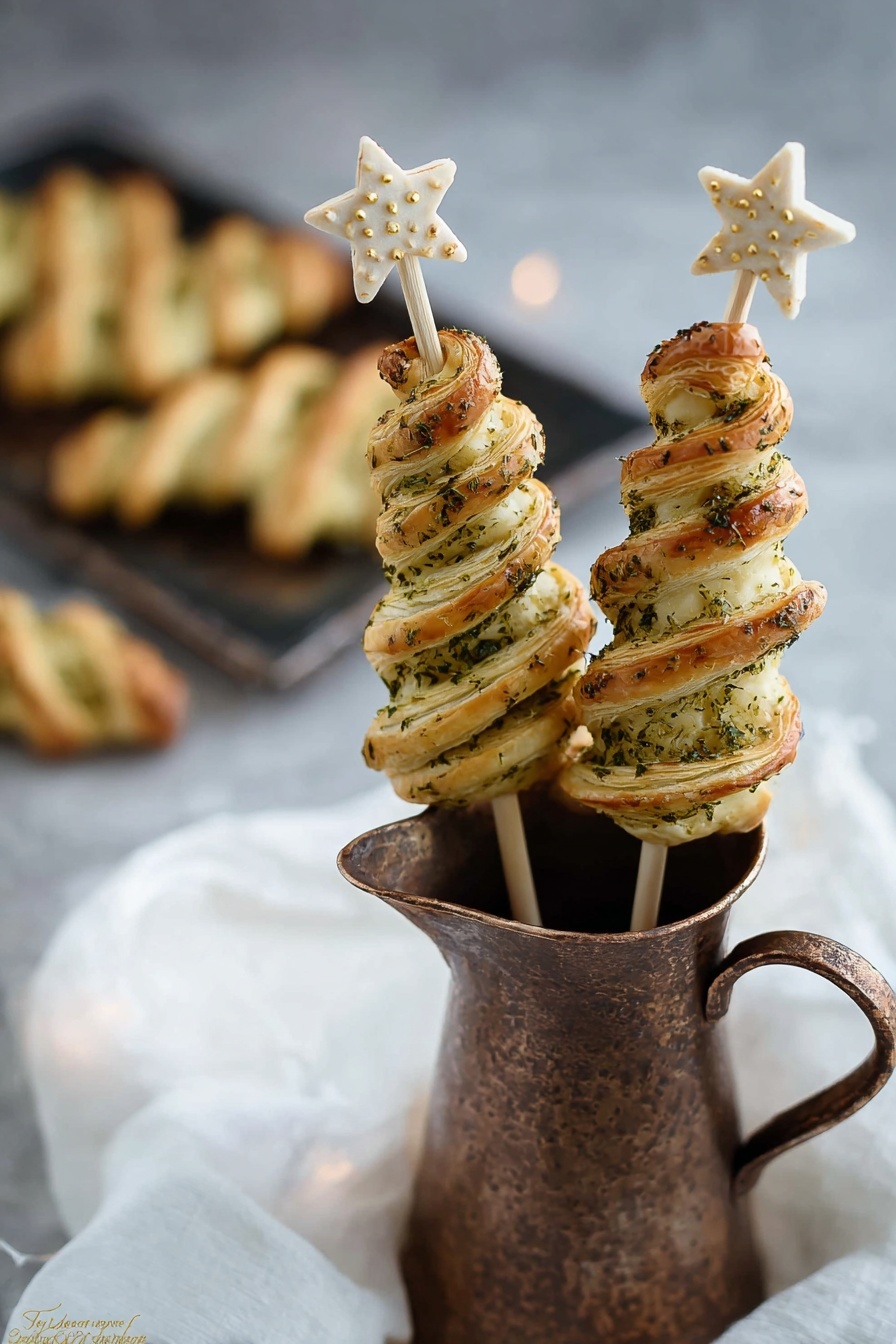 Pesto Puff Pastry Christmas Trees Recipe - Serving
