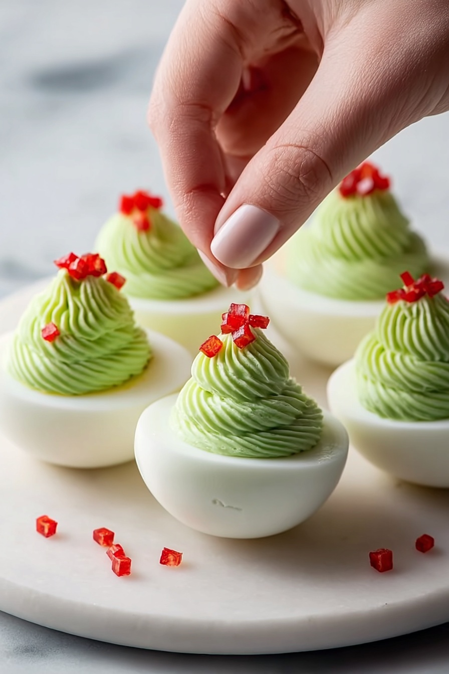 Christmas Tree Deviled Eggs Recipe - Serving