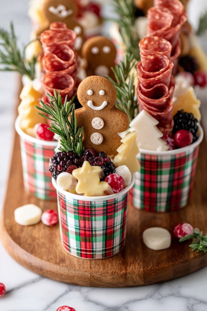 Christmas Charcuterie Cups with Salami and Cheese Recipe