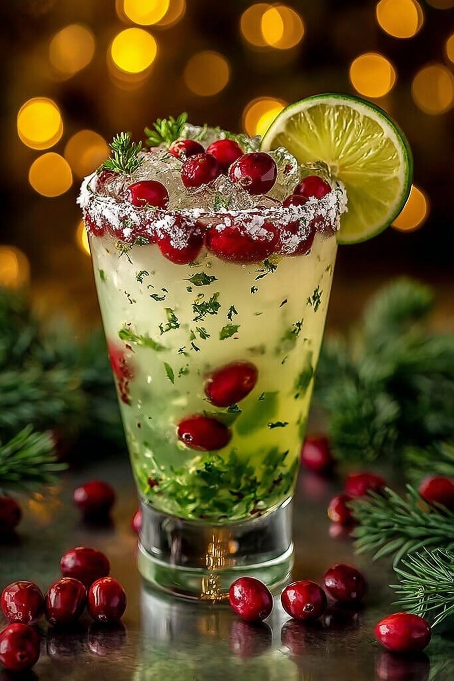 Mistletoe Margarita with Cranberry and Lime Recipe - Serving