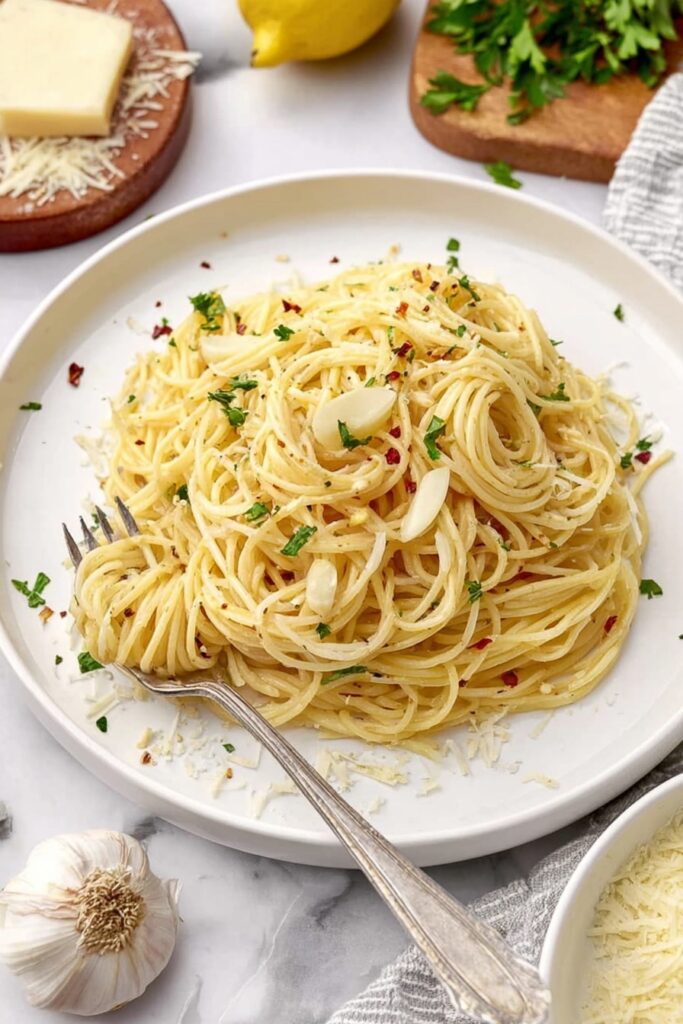 Garlic Infused Spaghetti Aglio e Olio Recipe