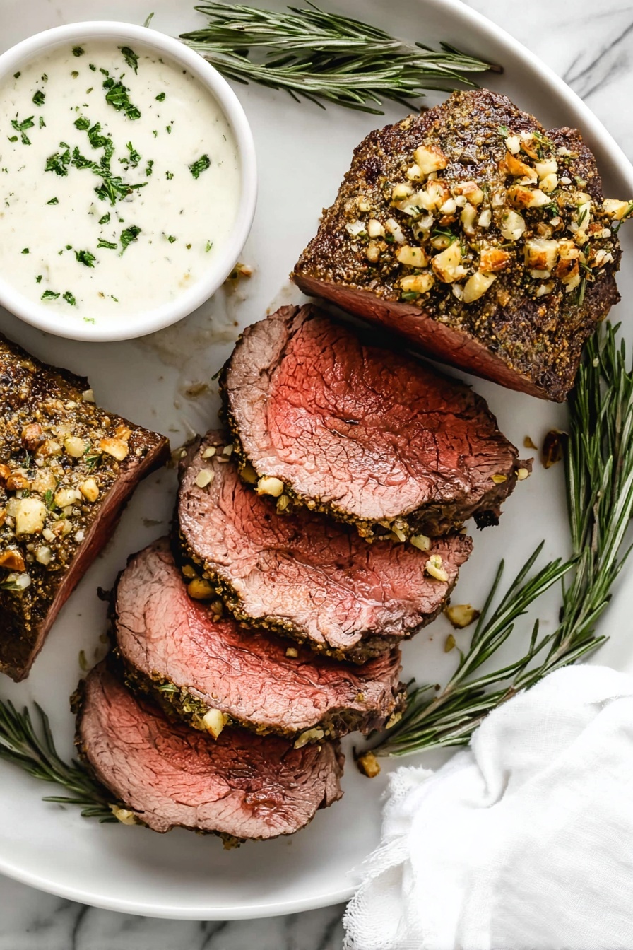 Herbed Garlic Beef Tenderloin Roast Recipe - Serving