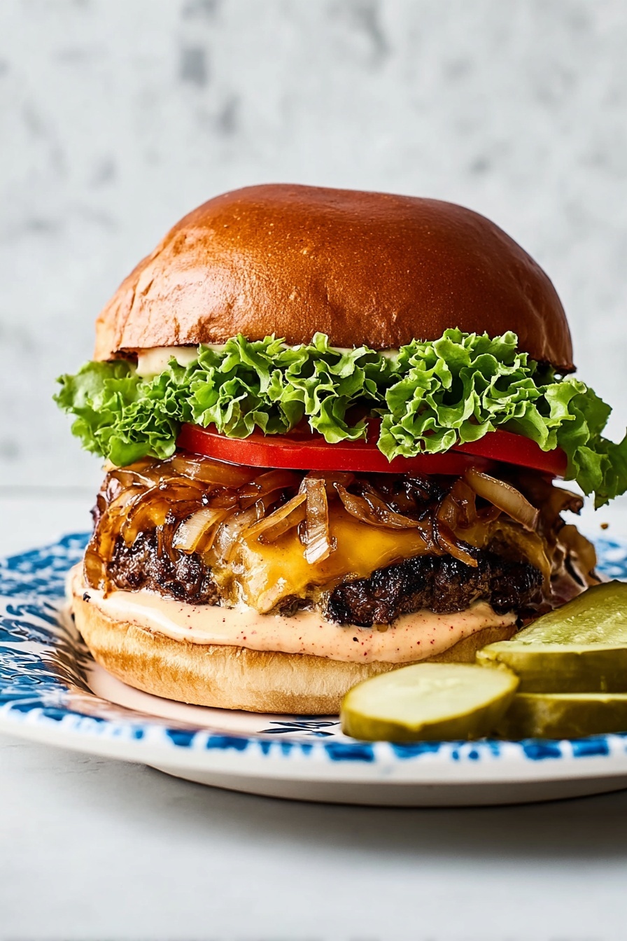 Juicy Beef Cheeseburger with Secret Sauce Recipe - Serving