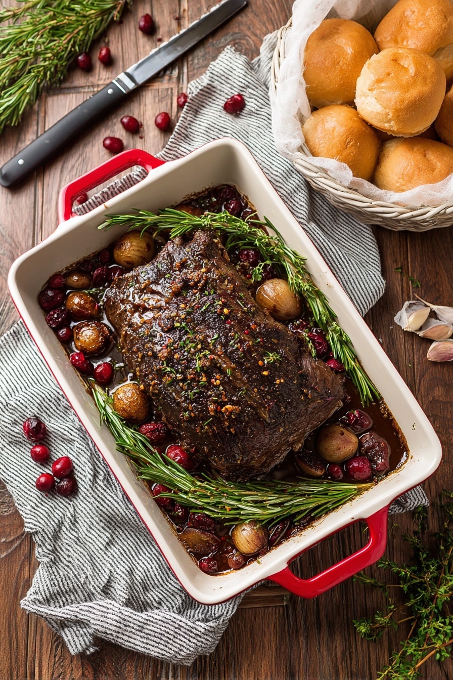 Cranberry Braised Beef Brisket Recipe - Serving