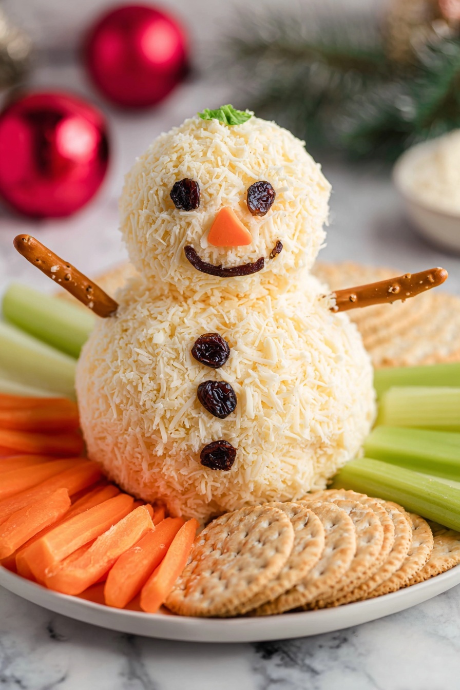 Snowman Cheeseball Recipe - Serving