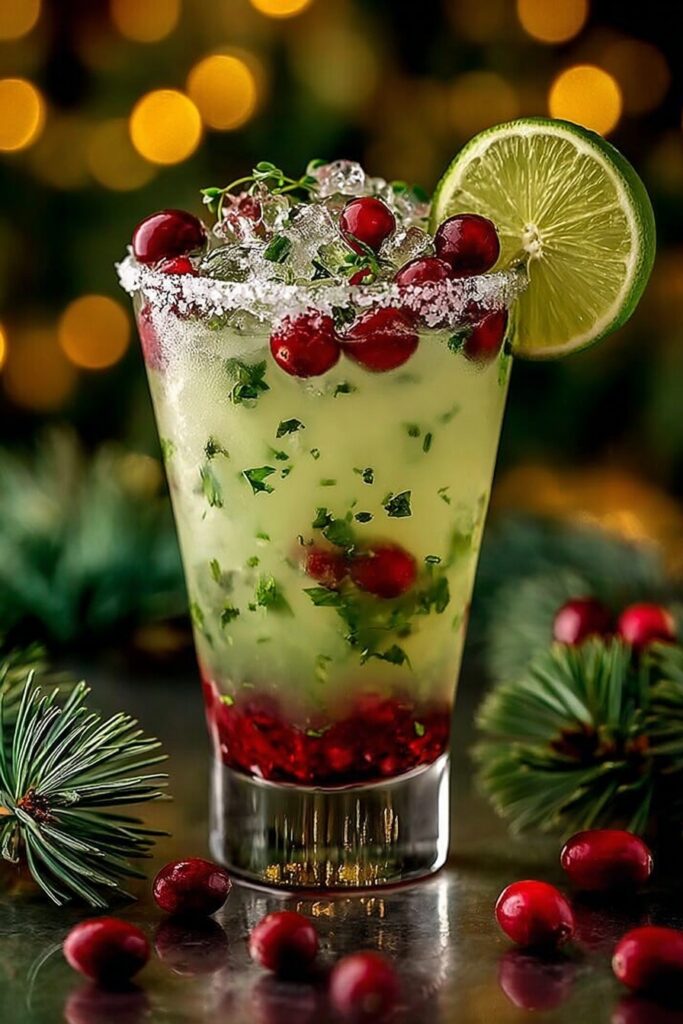 Mistletoe Margarita with Cranberry and Lime Recipe