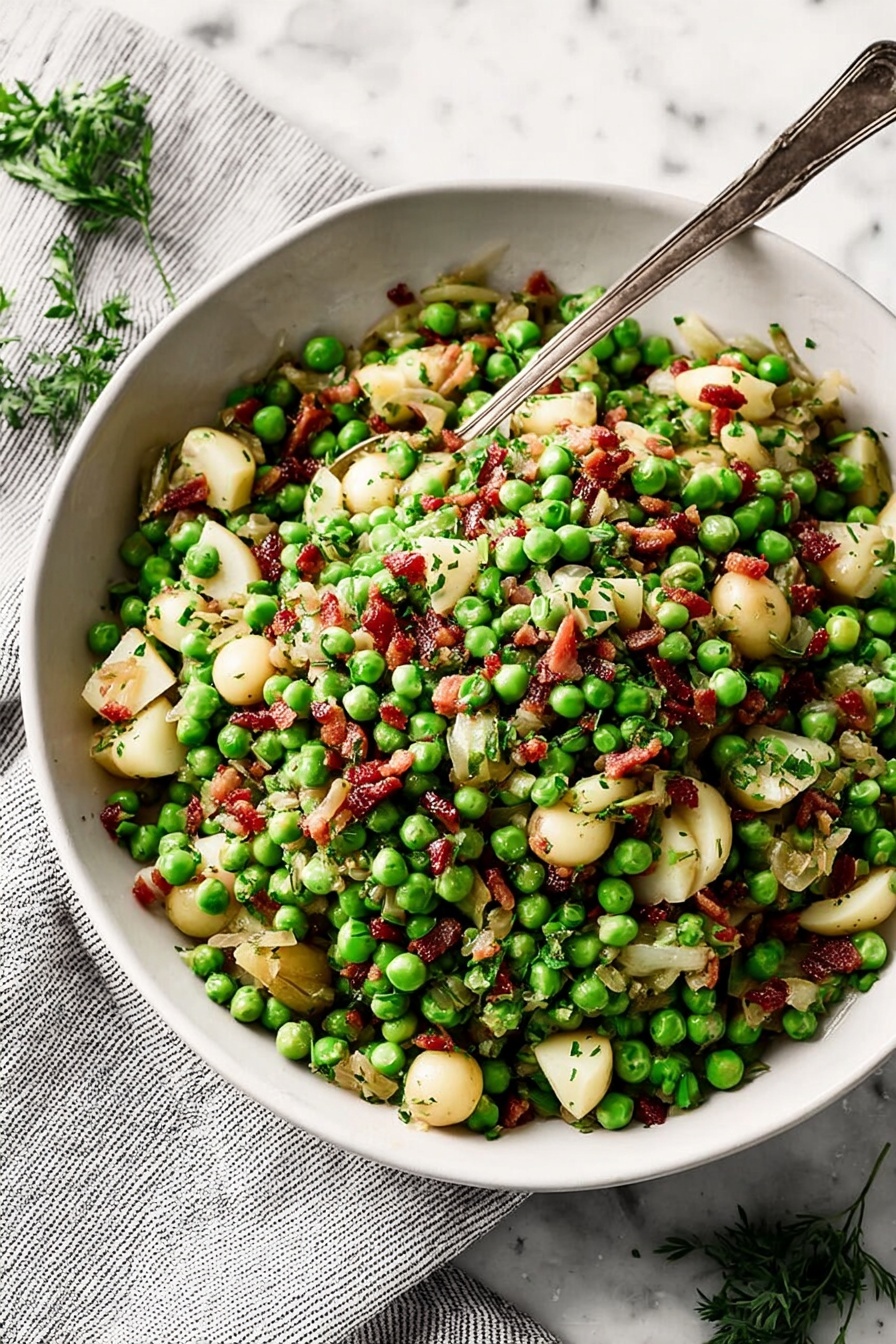Pear and Pancetta Thanksgiving Peas Recipe - Serving