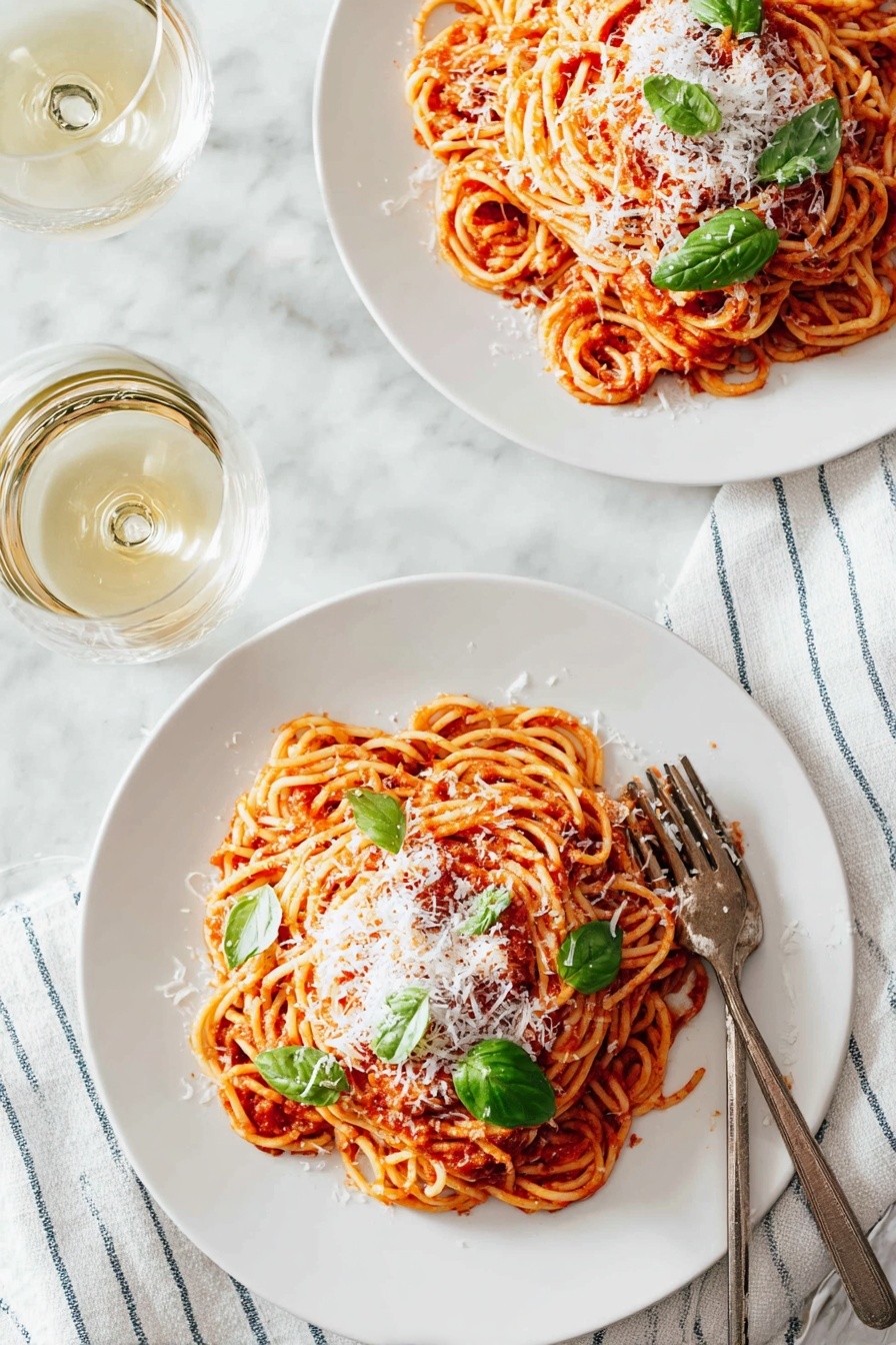 Easy Tomato Pasta with Fresh Basil Recipe - Serving