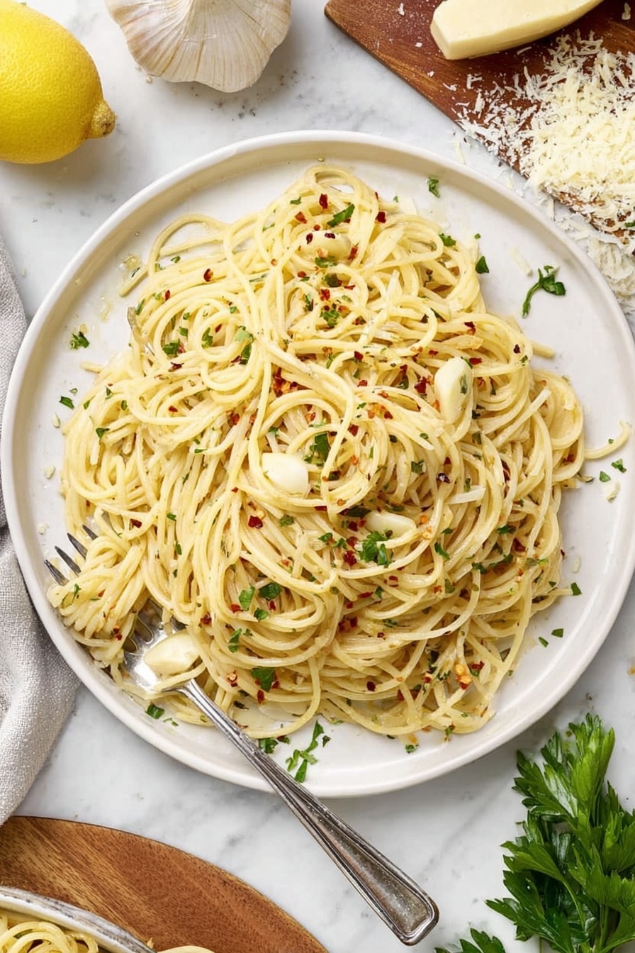 Garlic Infused Spaghetti Aglio e Olio Recipe - Serving