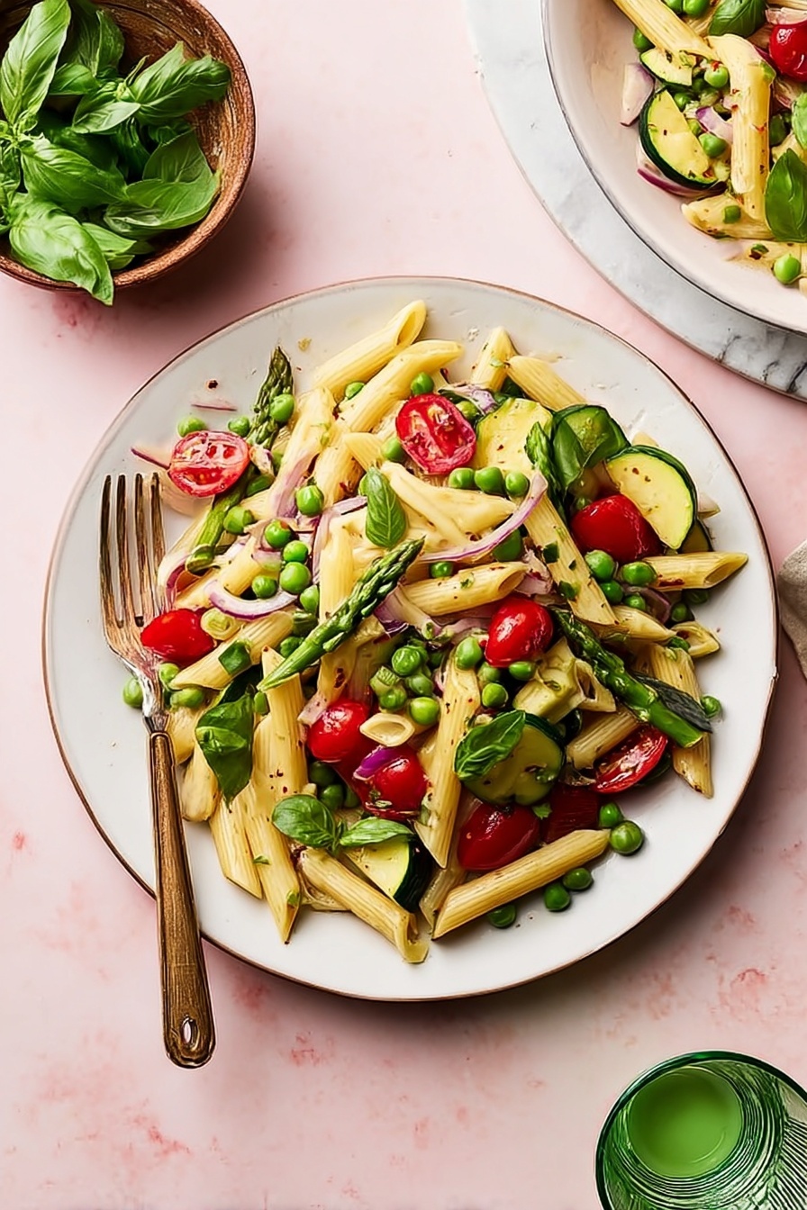 Creamy Vegetable Pasta Primavera Recipe - Serving