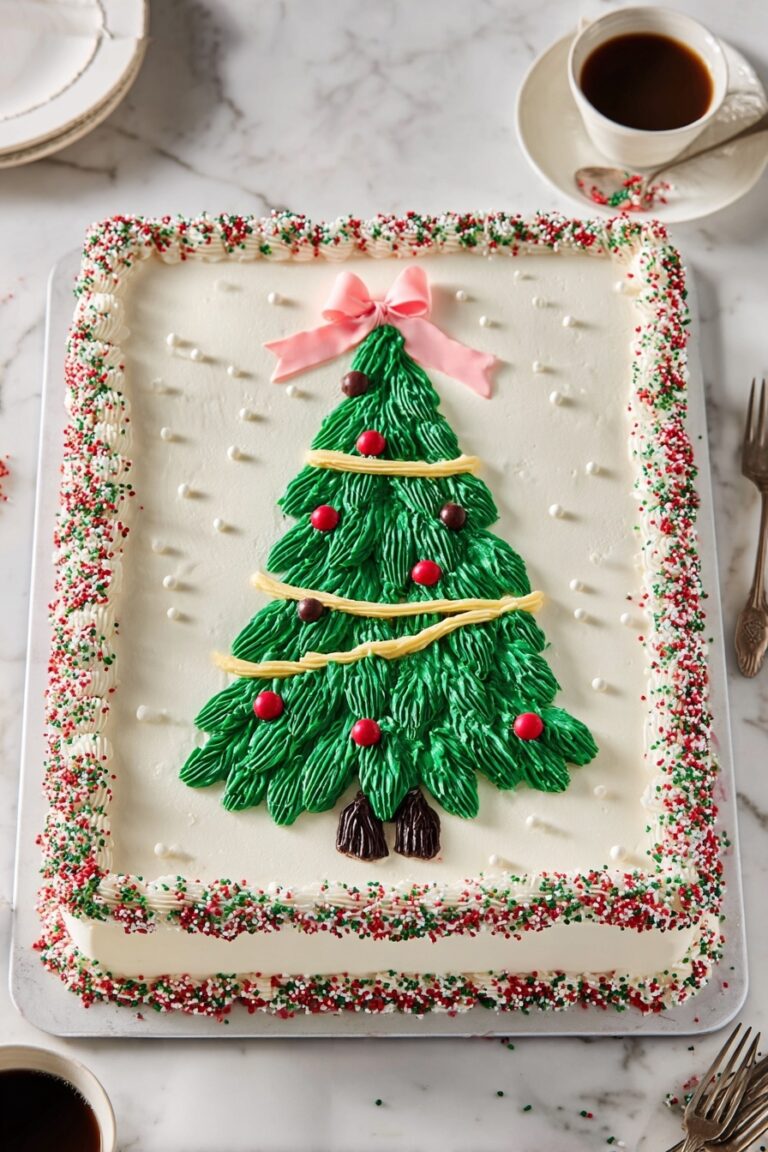 Festive Christmas Sheet Cake with Buttercream Frosting Recipe