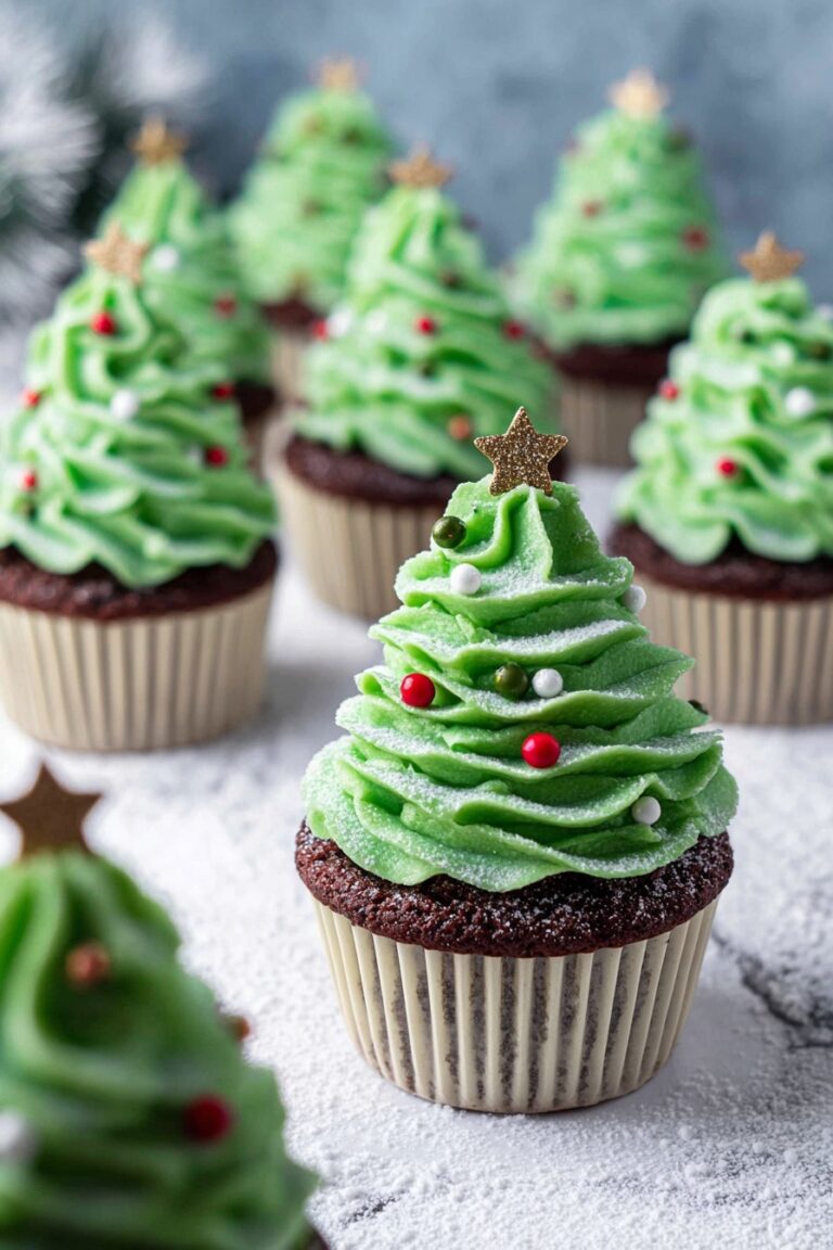 Christmas Tree Cupcakes with Green Frosting Recipe