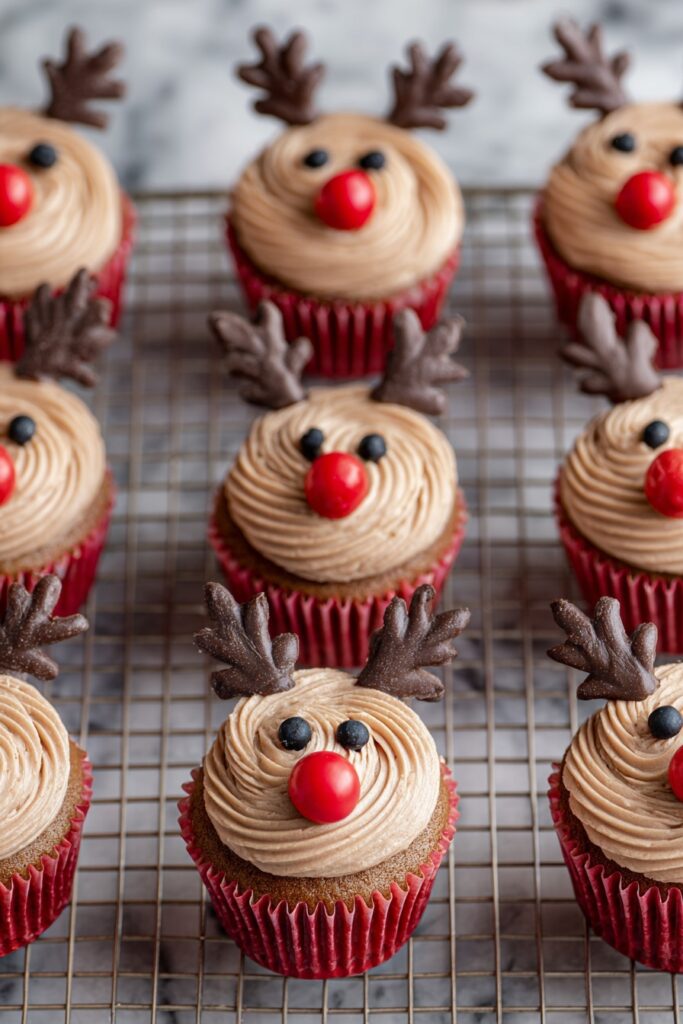 Reindeer Cupcakes with Candy Melt Antlers Recipe