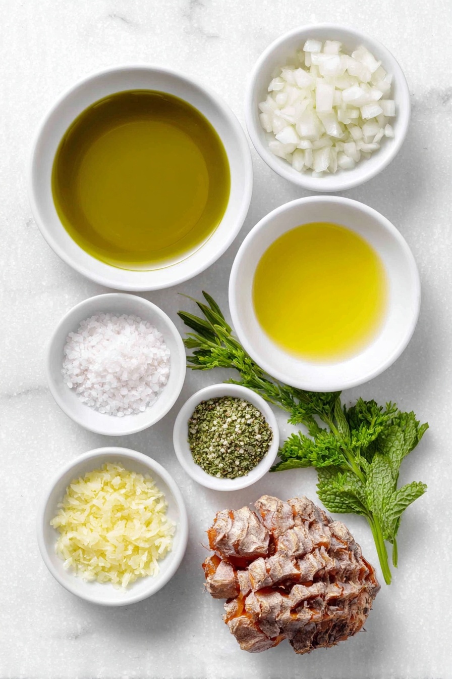 Flat lay of a small white ceramic bowl of extra-virgin olive oil, a small white ceramic bowl of sherry vinegar, a small white ceramic bowl of minced shallot, a small white ceramic bowl of smooth Dijon mustard, a small white ceramic bowl of golden honey, a small white ceramic bowl with grated lemon zest, a small white ceramic bowl of sea salt, a small white ceramic bowl of freshly cracked black pepper, a peeled whole red beet resting beside a pile of freshly grated red beet, a peeled whole large carrot beside a pile of freshly grated carrot, a small bunch of chopped fresh flat leaf parsley, a small bunch of chopped fresh mint placed on a clean white marble surface, soft natural light, photo taken with an iPhone, professional food photography style, fresh ingredients, white ceramic bowls, no bottles, no duplicates, no utensils, no packaging --ar 2:3 --v 7 --p m7354615311229779997 - Grated Beet Salad with Fresh Herbs, beet salad recipe, healthy beet salad, easy beet salad, vibrant vegetable salads