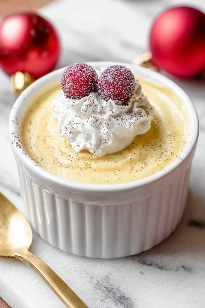 Eggnog Pudding Recipe with Nutmeg and Cranberries Recipe