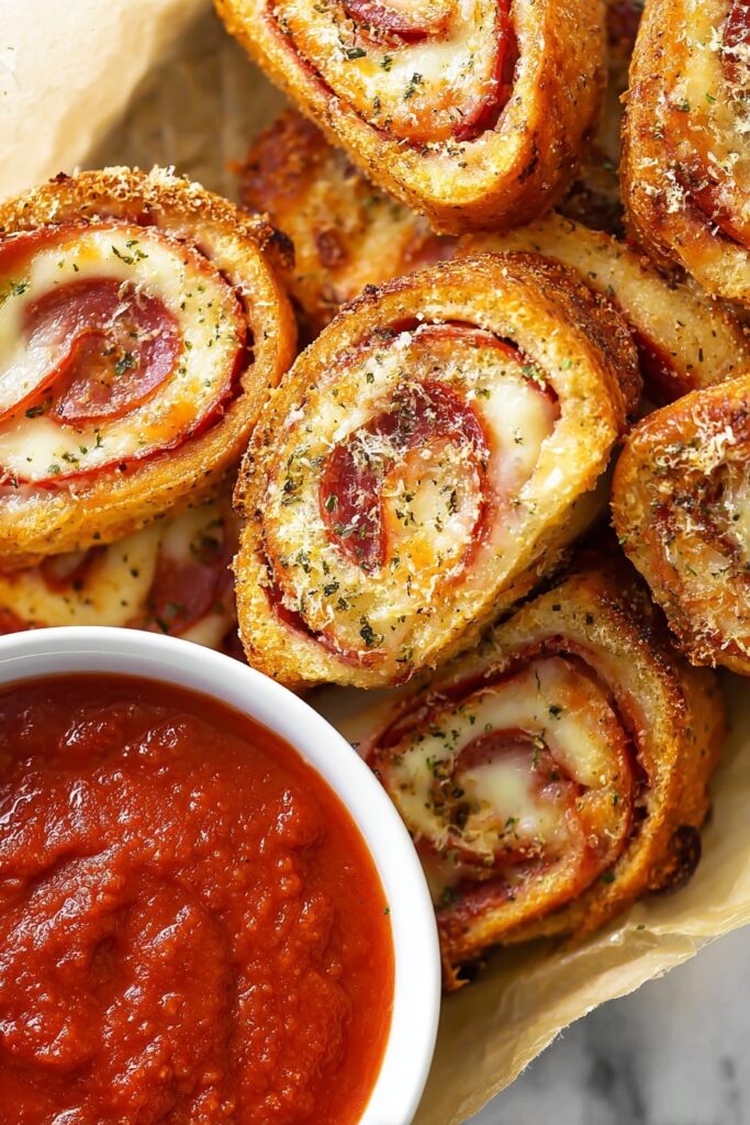 Cheesy Pepperoni Rolls with Marinara Dipping Recipe