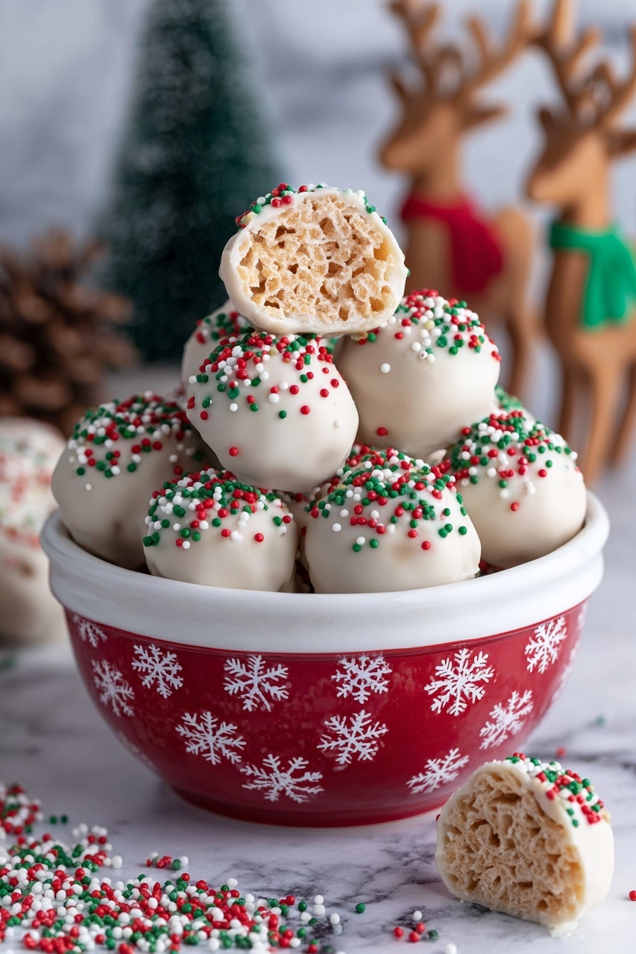 Festive White Chocolate Rice Krispies Balls Recipe - Serving