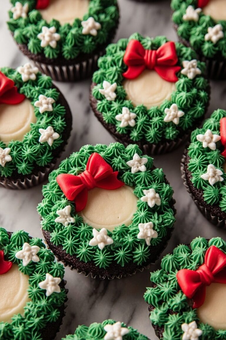 Chocolate Wreath Cupcakes with Buttercream Frosting Recipe
