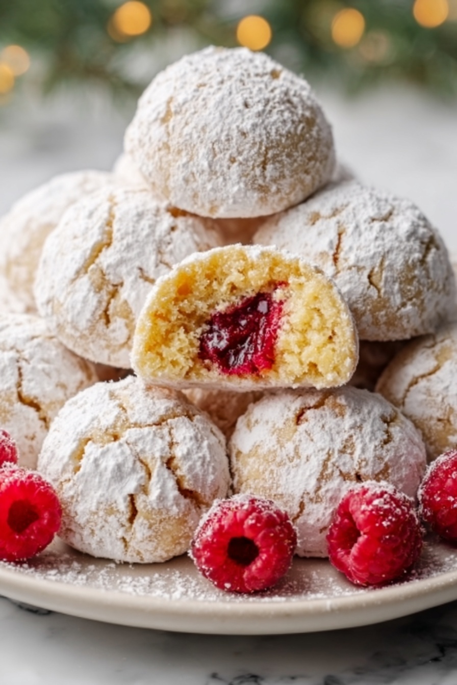 Raspberry Almond Snowball Cookies Recipe - Serving