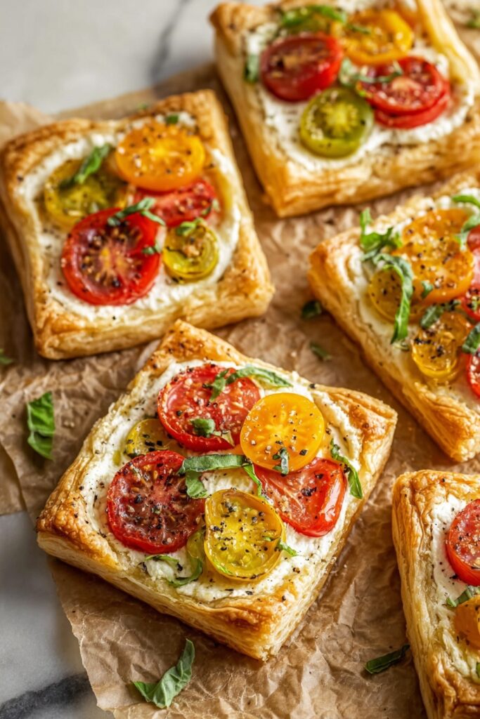 Tomato Ricotta Puff Pastry Tartlets Recipe