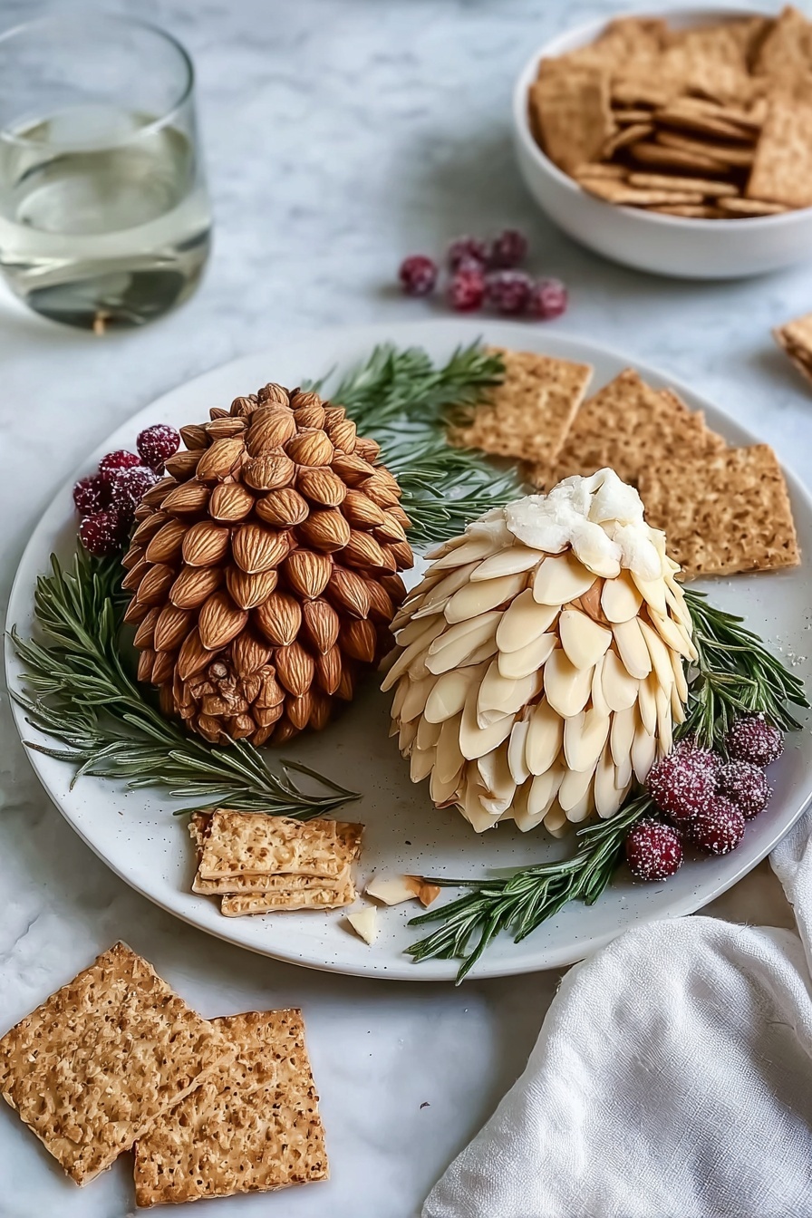 Pinecone Cheese Ball with Almonds Recipe - Serving