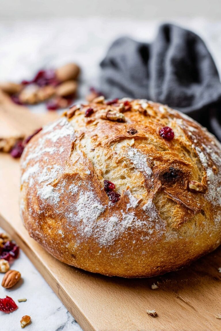 No-Knead Cranberry Walnut Bread Recipe