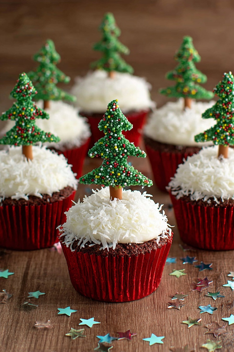 Chocolate Christmas Tree Cupcakes Recipe - Serving