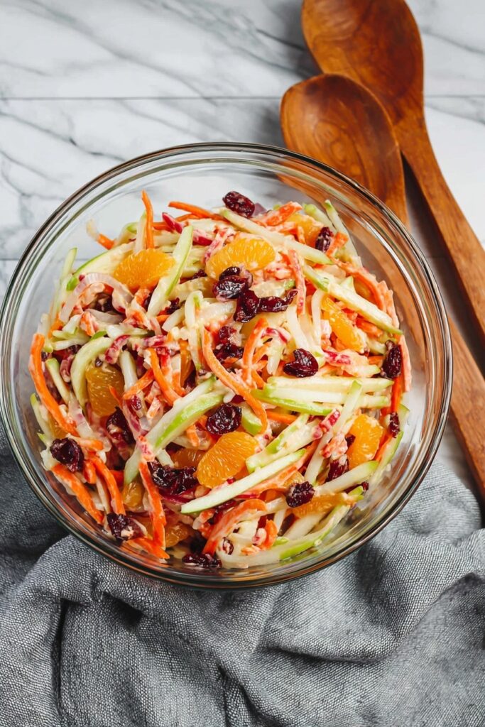 Carrot Apple Salad with Cranberries and Yogurt Recipe